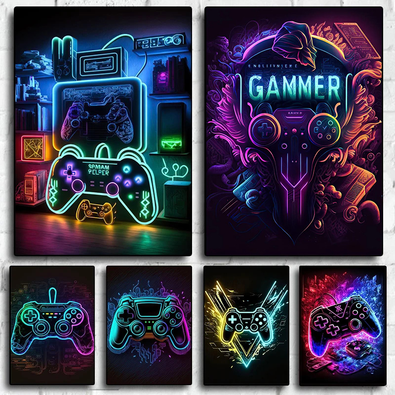 Esports Gaming Houses - Modern Neon Pop Cool Gaming Wall