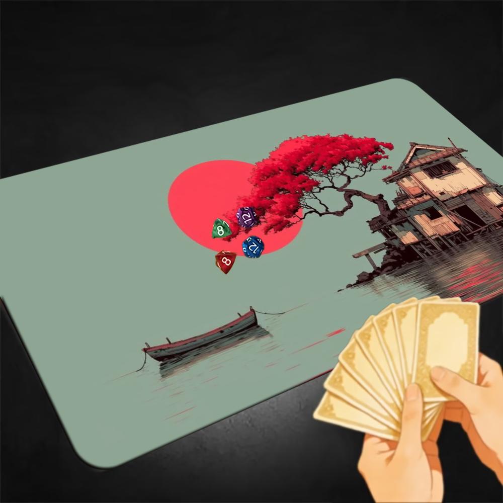 Esports Gaming Houses - Ukiyo‑e Landscape TCG Playmat Red Maple
