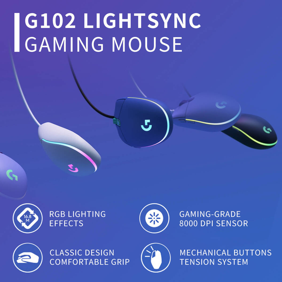 Logitech G102 Wired Gaming Mou - Esports Gaming Training review and price